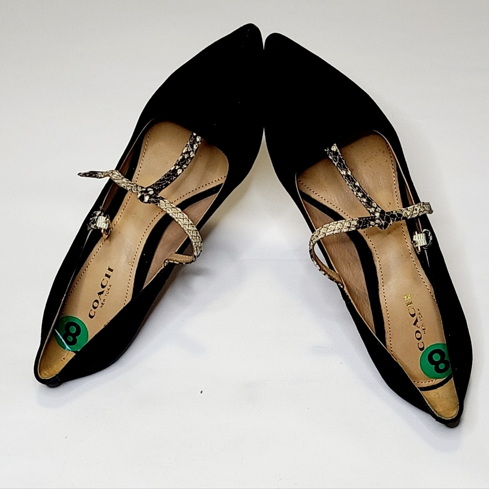 Black/Snakeskin Print Coach New York  Shoes Women High Heels Size 8.